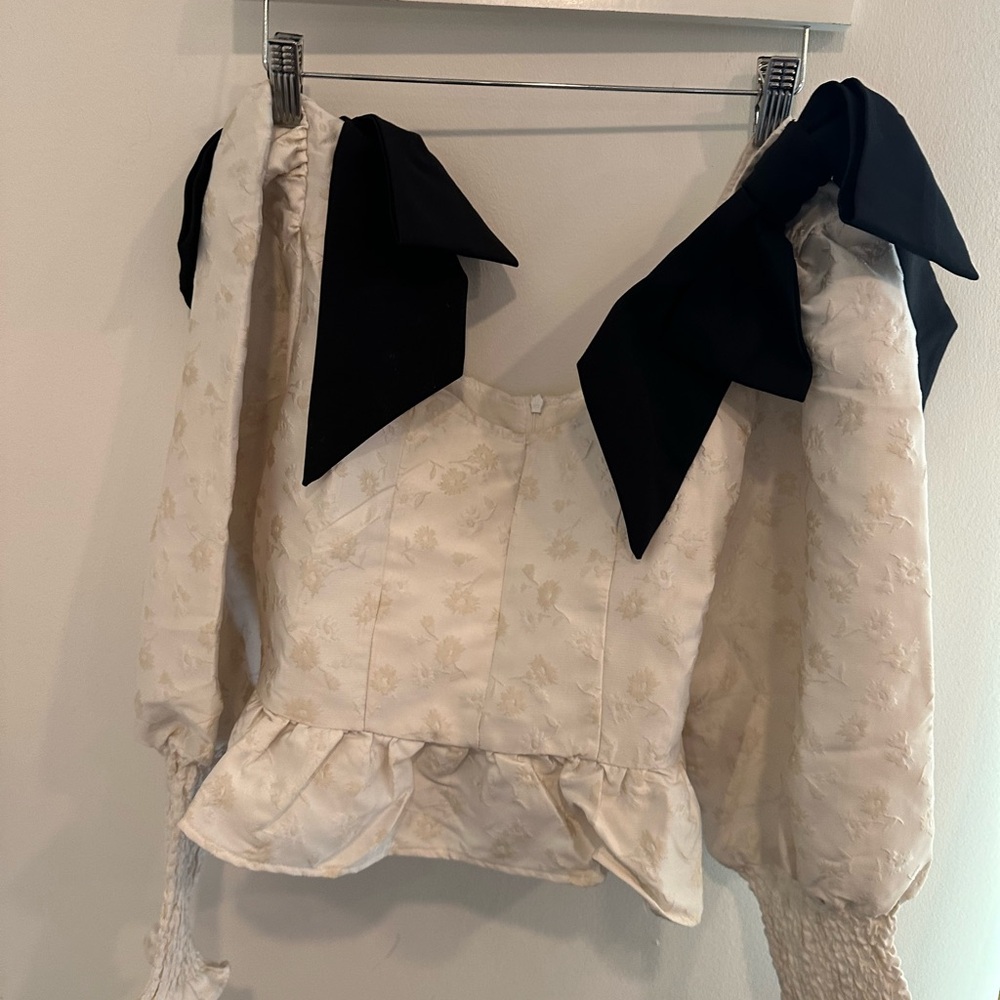 Sister Jane Cream and Black Bow Blouse